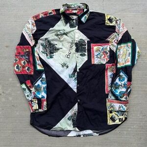 Vintage 90s Paul Smith Designer Paris France Abstract Art Button Up Outdoors